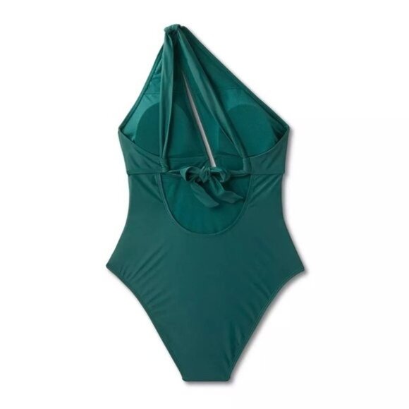 Shade & Shore One-Shoulder Green Swimsuit With Keyhole Front - Picture 3 of 4